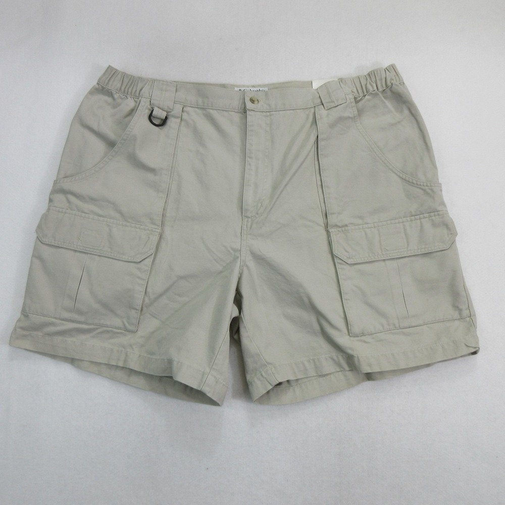 Columbia Men Shorts 42 Cargo Klamath Canvas Hiking Trail Side Elastic Beige New